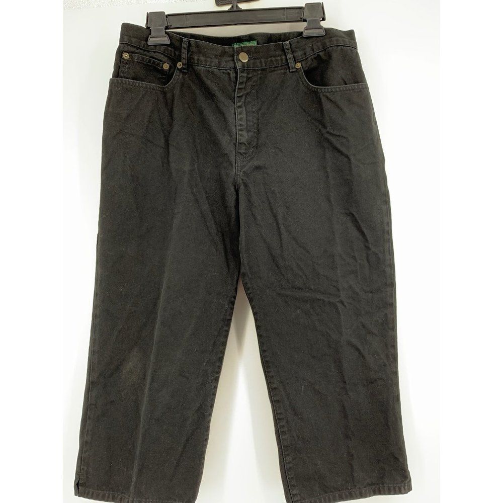 Womens Ralph Lauren Jeans Size 12 Capri Crop Pants Black VTG 1395 Chino